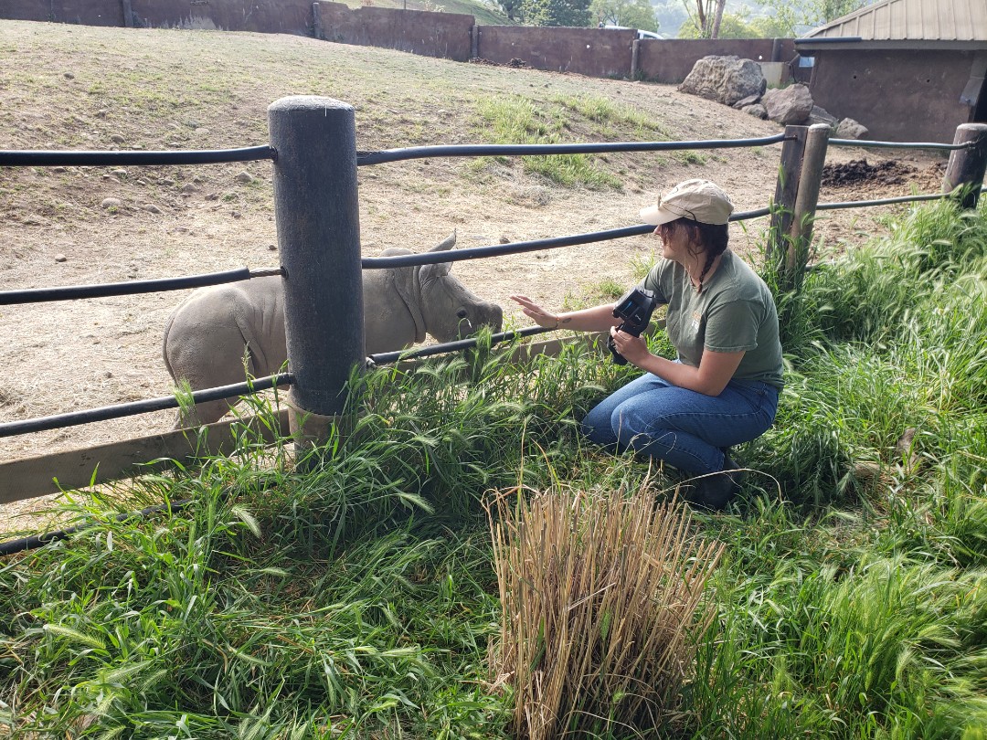 Kate with Otto the Rhino